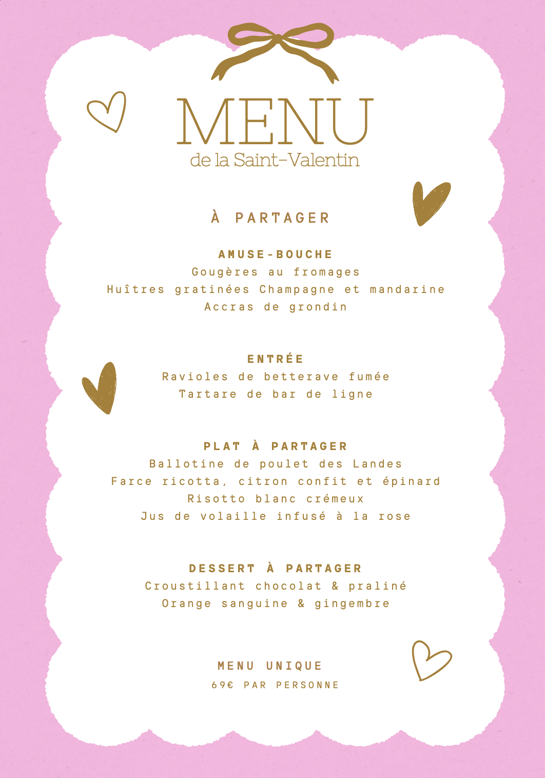 menu st valentin - Hossegor