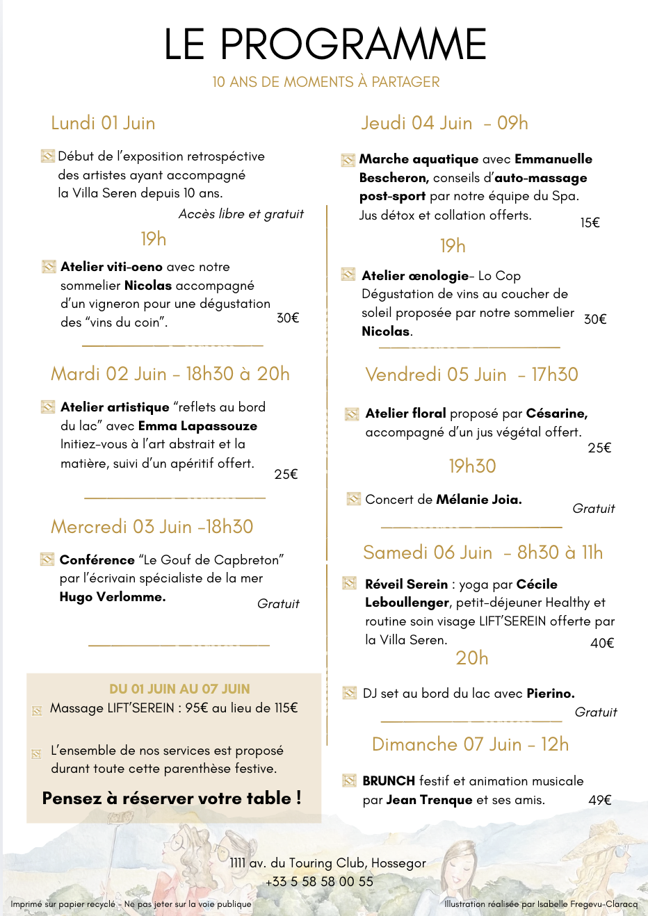 Programme 10 ans Villa Seren